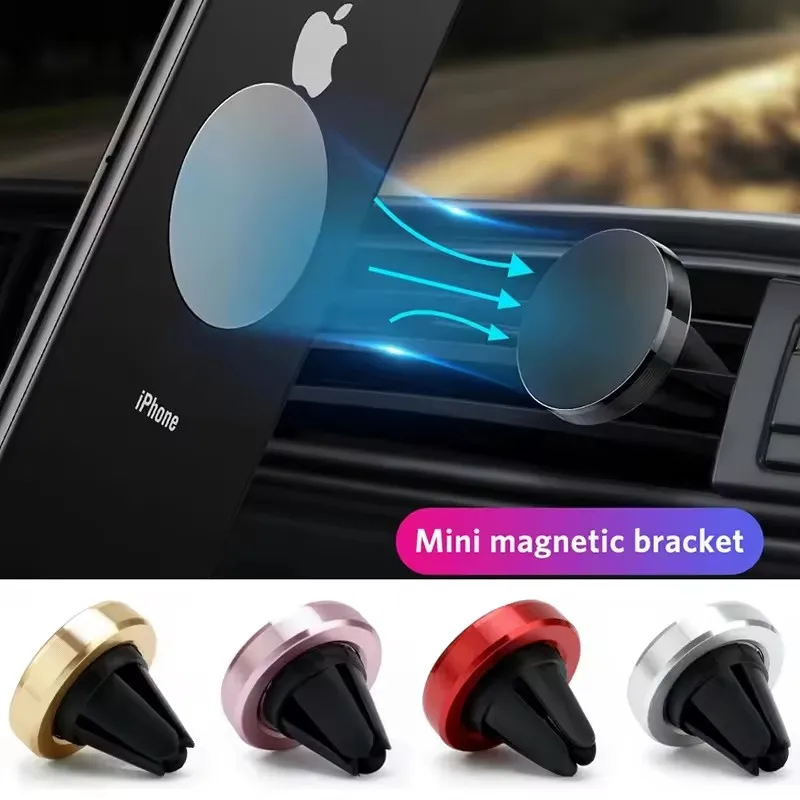 Magnetic Phone Holder For Car Vent - 磁石式の車載用スマートフォンホルダー。エアコン吹き出し口に取り付け可能。iPhone、Xiaomi Mi、Samsung、LGなどのスマートフォンやGPSデバイスに対応。