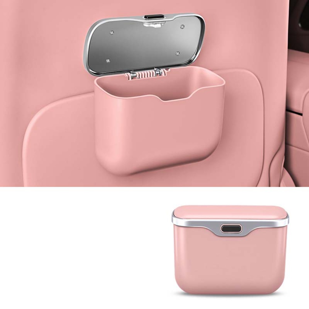 Waterproof Car Trash Can With Lid - 多機能車用ゴミ箱 蓋ボタン付き 漏れ防止 防水 吊り下げ収納ビン 省スペース