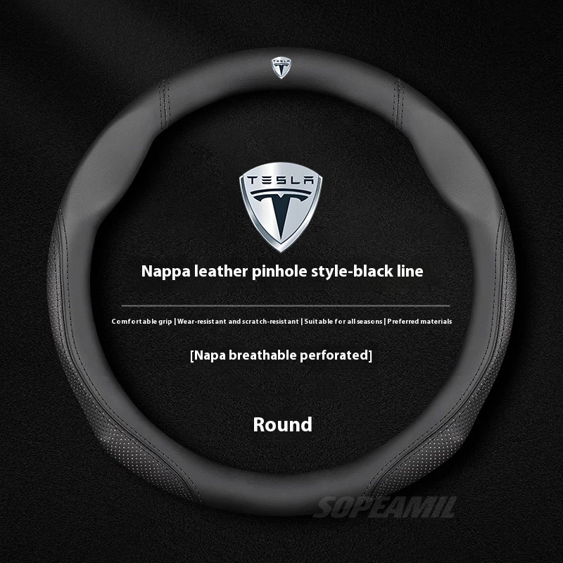 Car Steering Wheel Cover Anti Slip Breathable - テスラ モデル3 モデルY モデルS モデルX ロードスター