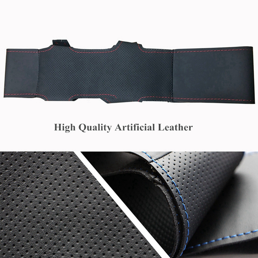 編組車のステアリングホイールカバーラップ抗スリップ黒人工皮革 - Car Steering Wheel Cover Anti Slip Breathable のレビューと価格