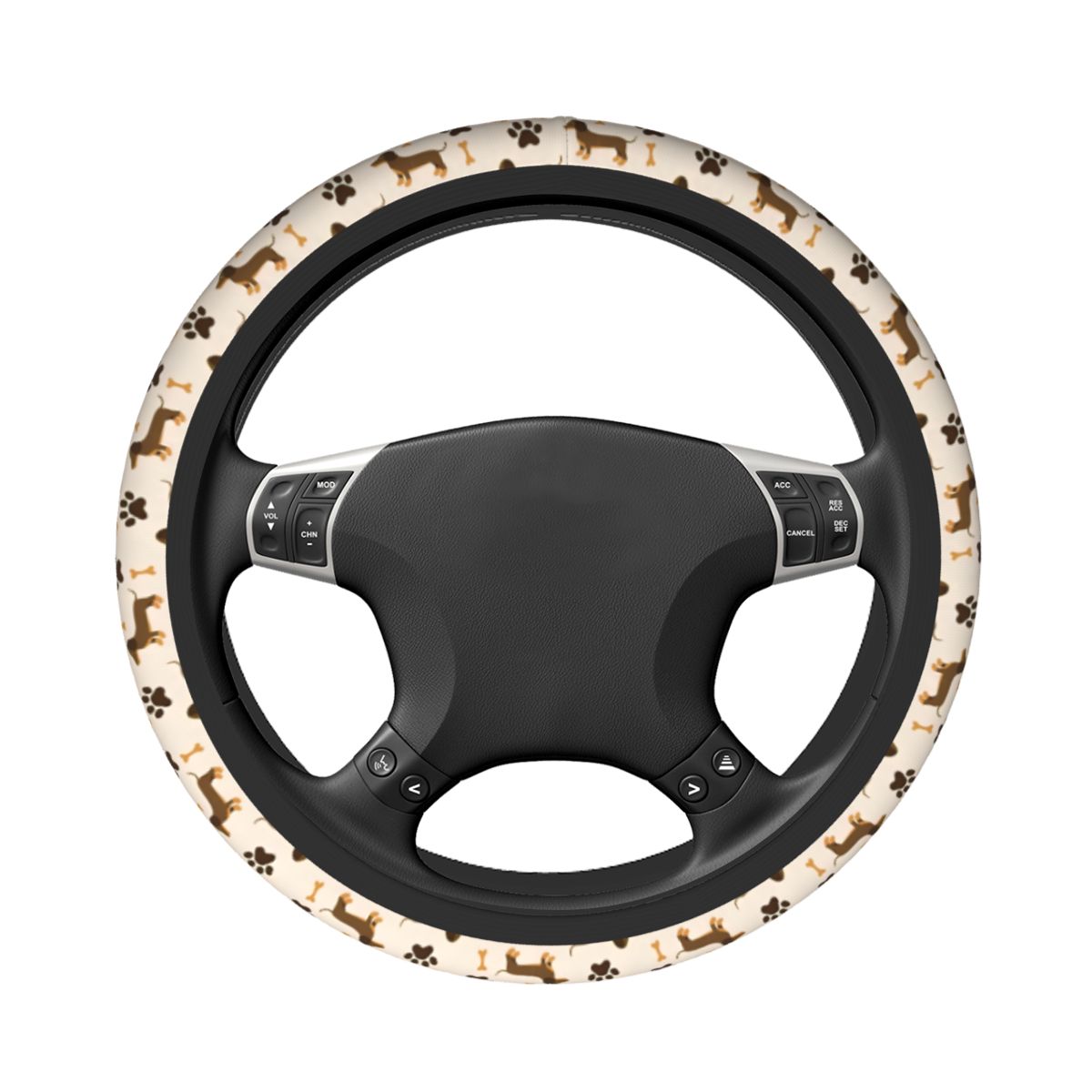 かわいいダックスフント車のステアリングホイールカバー 38  - Car Steering Wheel Cover Anti Slip Breathable のレビューと価格