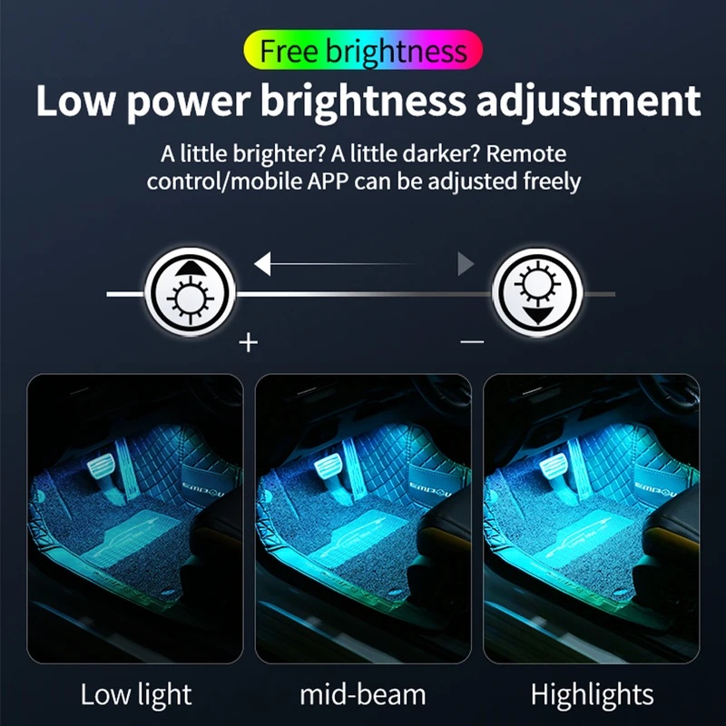ネオンLED車内装飾用フットライト、アンビエントライト、バッ - Led Ambient Interior Car Lights App Control のレビューと価格