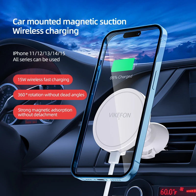 VIKEFON マグネティックカーワイヤレス充電器 iPho - Wireless Car Charger Mount Fast Charging のレビューと価格