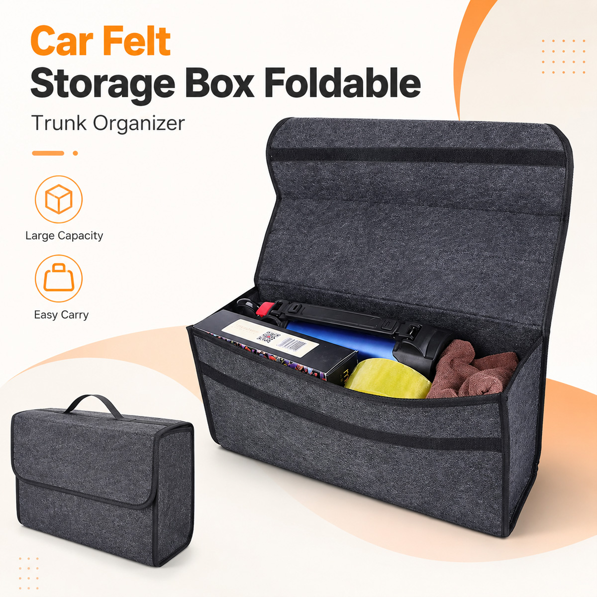 YONGRUN 折りたたみ式フェルト製車用収納ボックス 自動 - Car Trunk Organizer Foldable Storage Box のレビューと価格