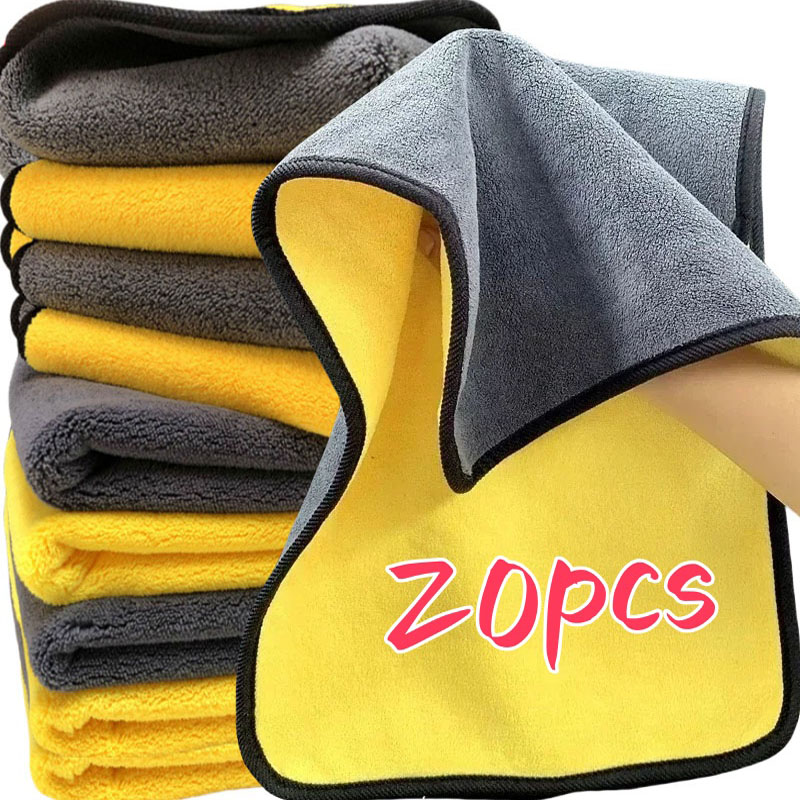 マイクロファイバーダブルレイヤータオル,20個,車の洗浄と乾 - Microfiber Car Drying Towel Super Absorbent のレビューと価格
