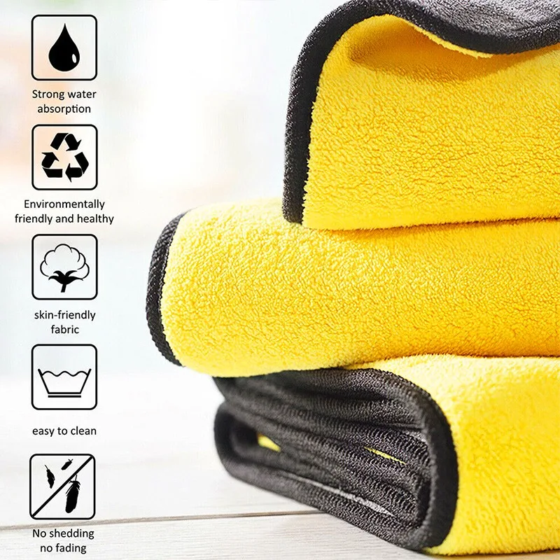 マイクロファイバーダブルレイヤータオル,20個,車の洗浄と乾 - Microfiber Car Drying Towel Super Absorbent のレビューと価格