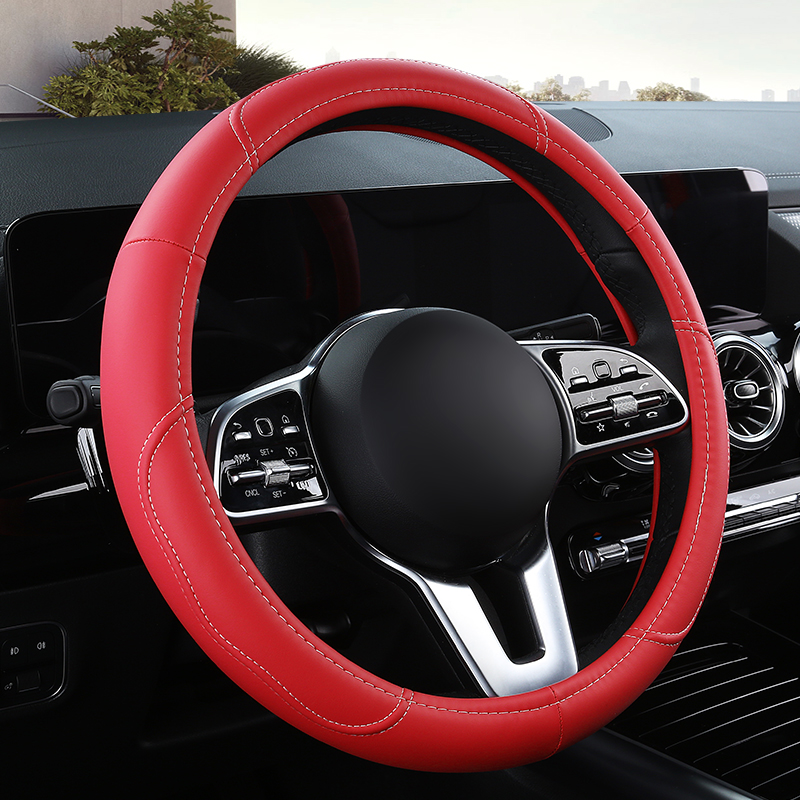 車の滑り止めレザーステアリングホイールカバーユニバーサル車の - Car Steering Wheel Cover Anti Slip Breathable のレビューと価格