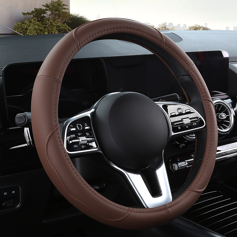 車の滑り止めレザーステアリングホイールカバーユニバーサル車の - Car Steering Wheel Cover Anti Slip Breathable のレビューと価格