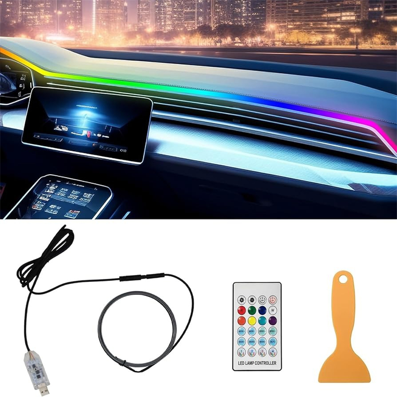 カラフルな LED 車内隠しアプリリモコン雰囲気ランプ US - Led Ambient Interior Car Lights App Control のレビューと価格